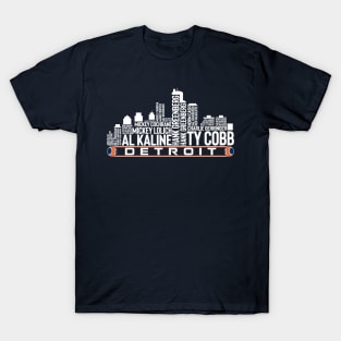 Detroit Baseball Team All Time Legends, Detroit City Skyline T-Shirt